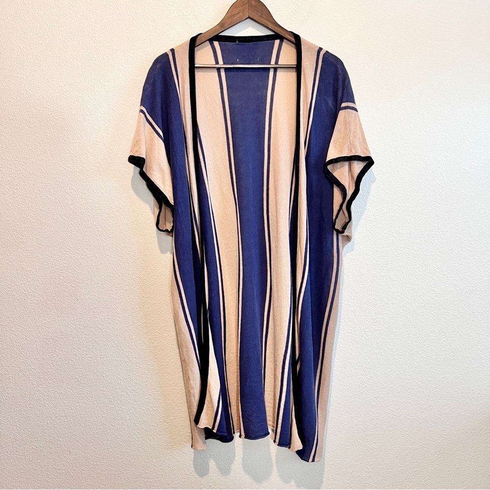 Line & Dot Linen Blend Striped Sweater Medium Boho Artsy Retro Vintage Knit